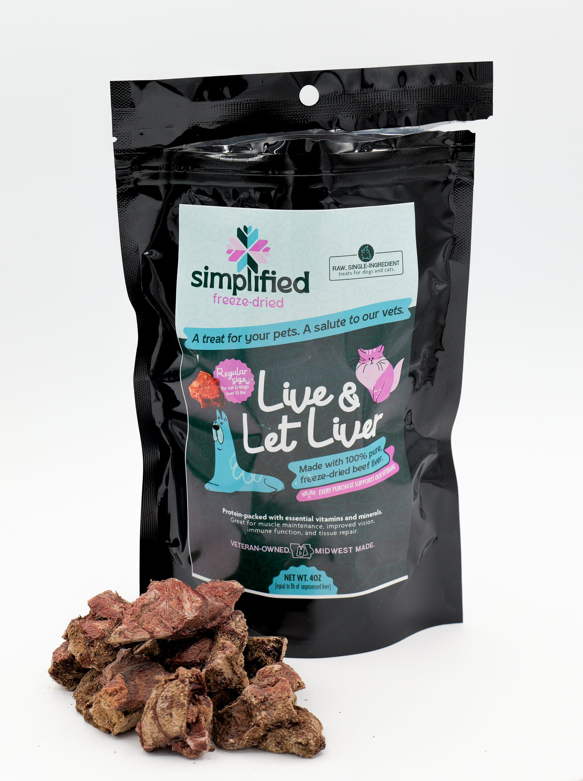 Simplified Freeze Dried Beef Liver Treats for Dogs & Cats