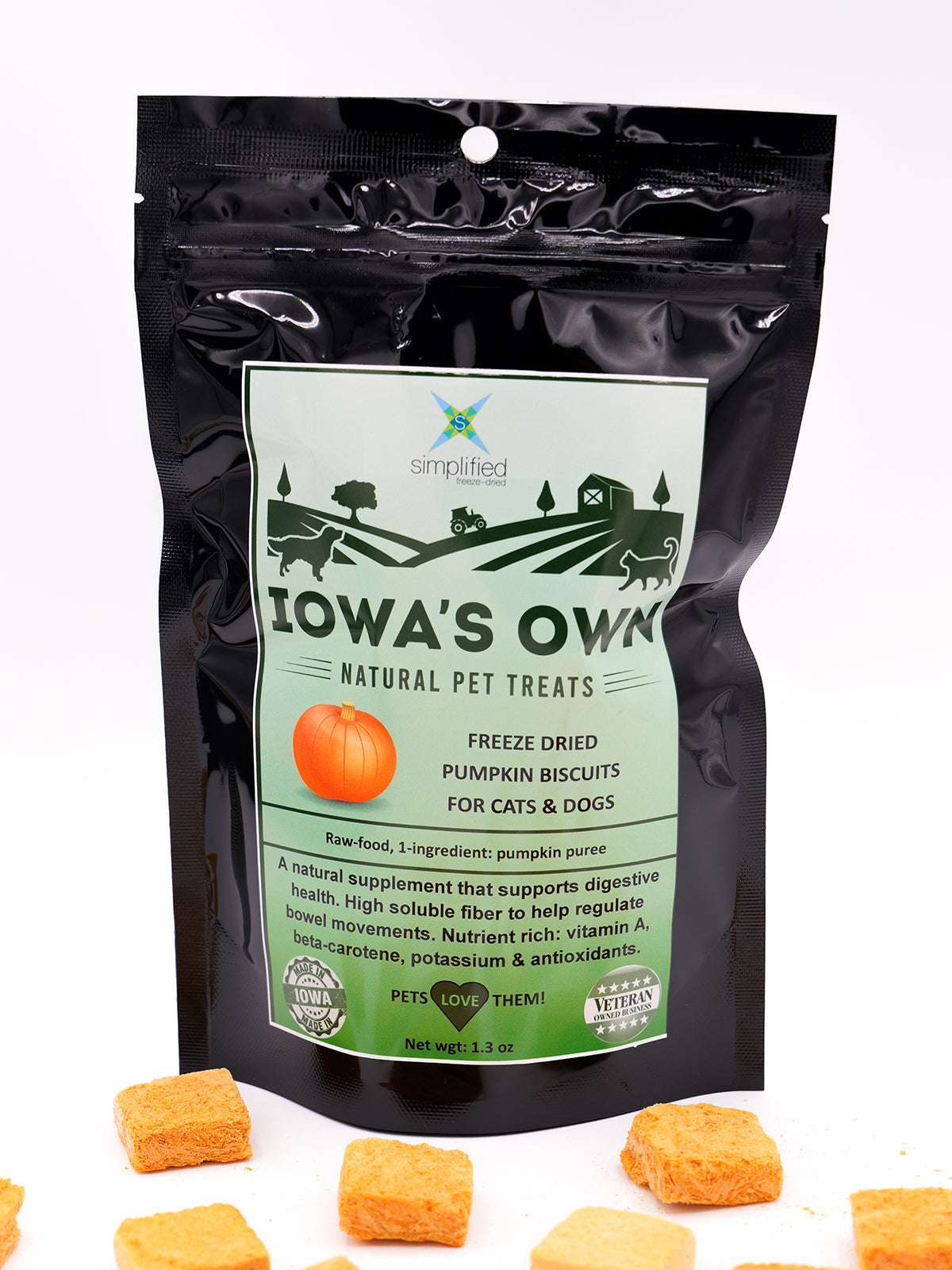 Simplified Freeze Dried Pumpkin Biscuits Treats for Cats & Dogs