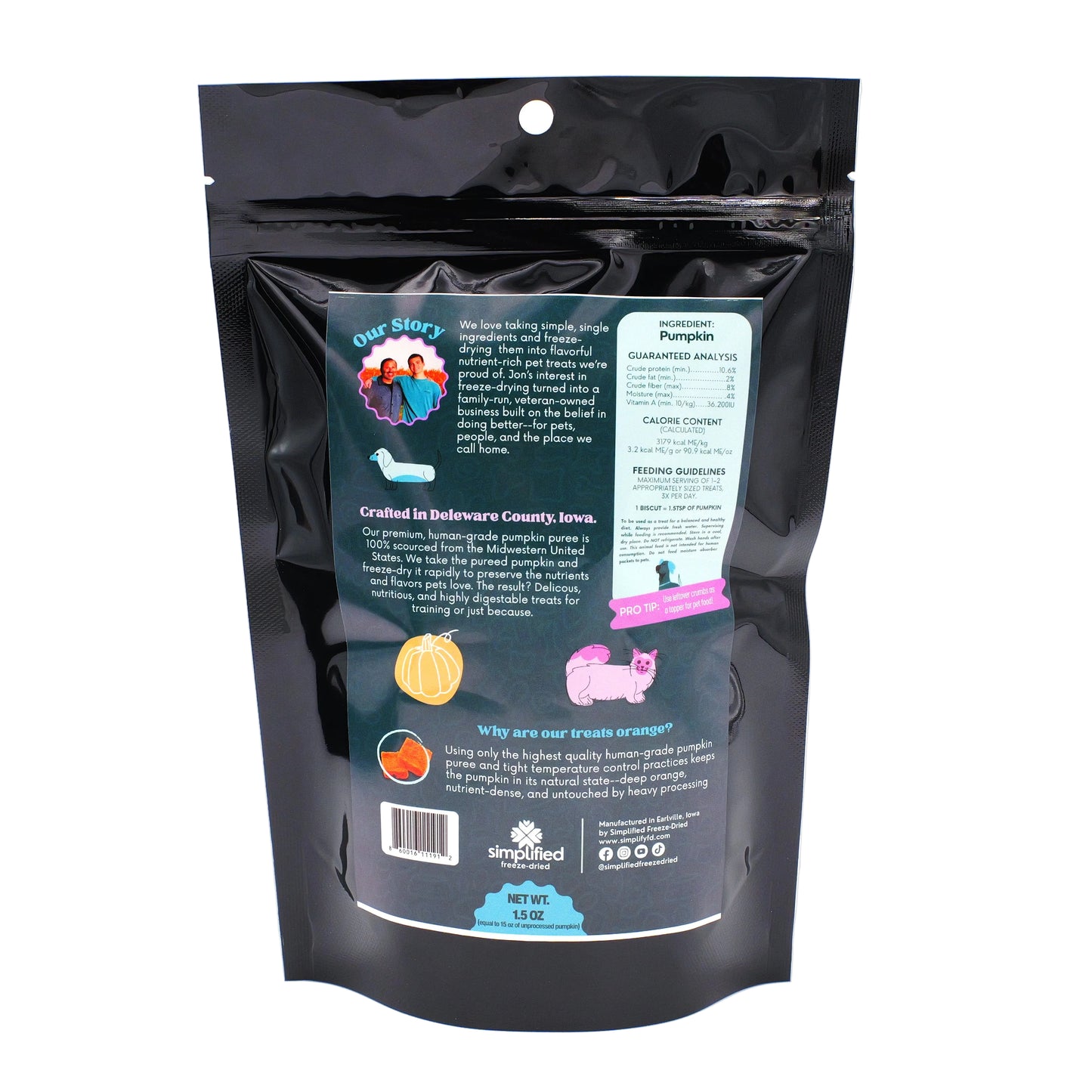 Simplified Freeze Dried Pumpkin Biscuits Treats for Cats & Dogs